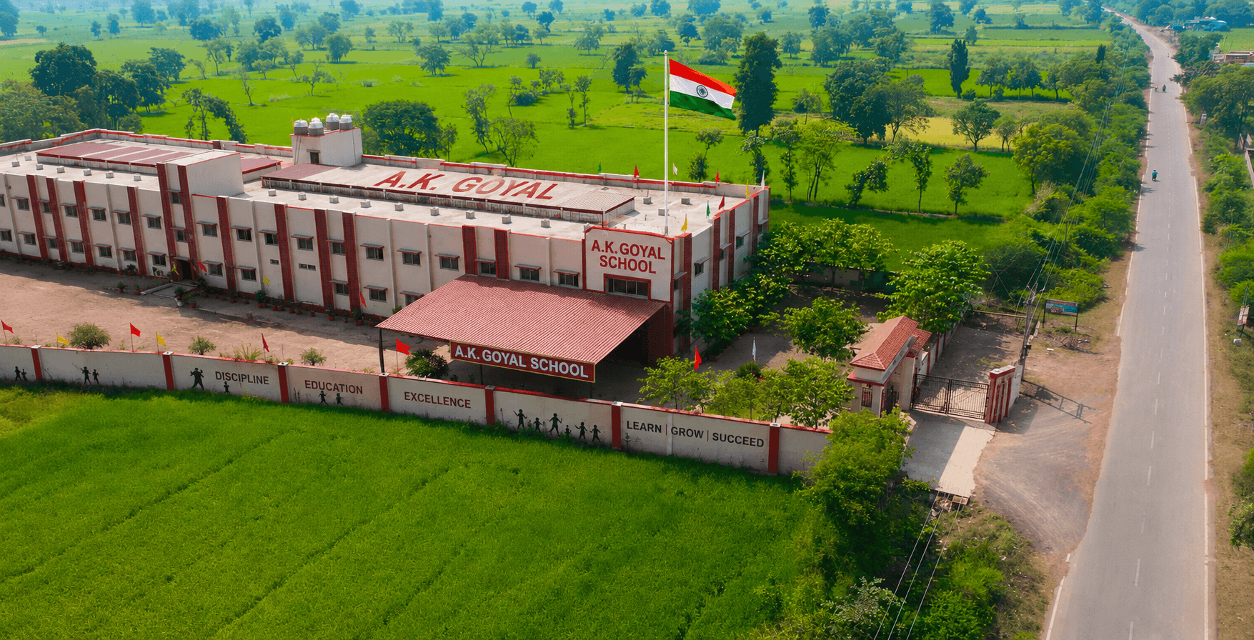 Front view of A.K Goyal Public School campus