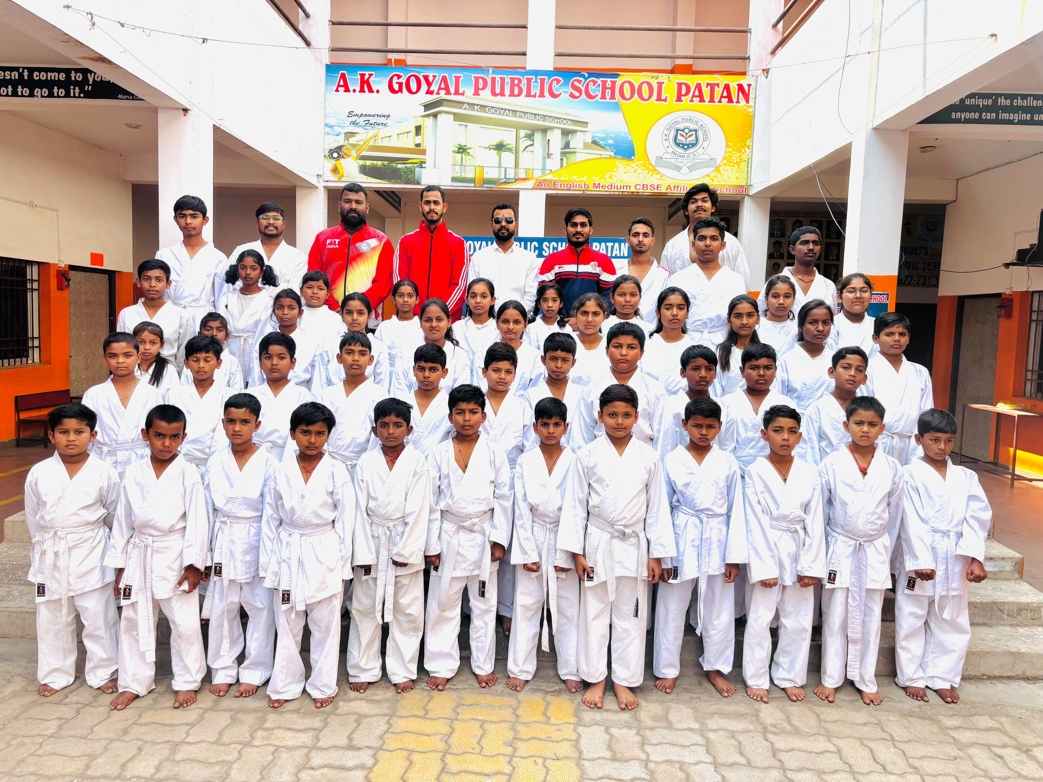 Students participating in karate training